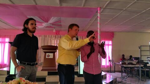 Jon delivering his first prophetic word