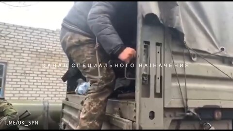 A truckload of Ukrainian individuals who decided to surrender