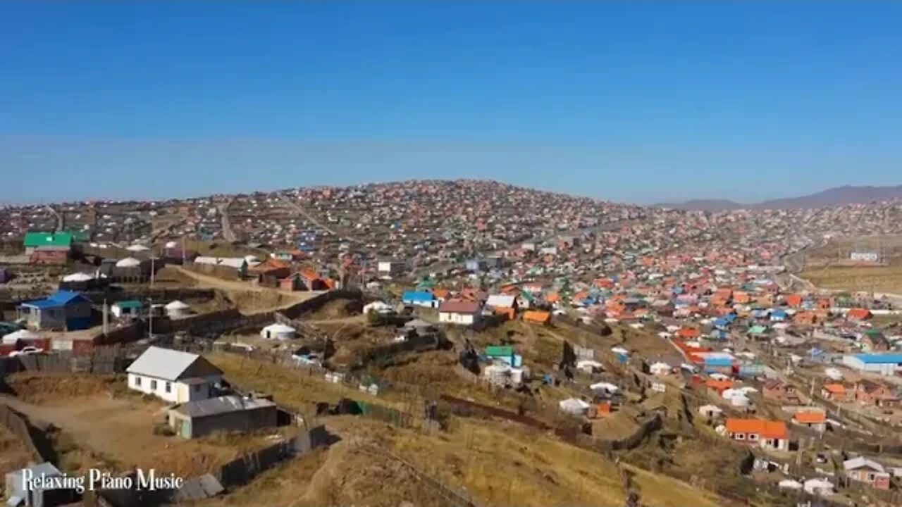 FLYING OVER MONGOLIA 4K UHD Relaxing Music Along With Beautiful Nature Videos