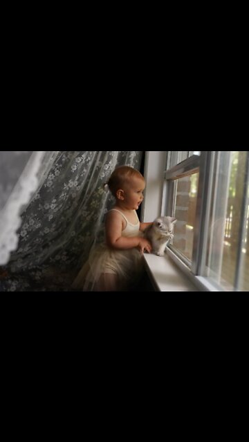 Baby Girl Adorably Kisses Her Cute Little Kitten