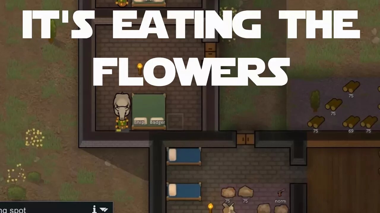 Lets Play Rimworld ep 6 - There's A Bull In Ship's Room And It's Eating His Flowers