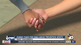 Human chain formed at Rady Children's Hospital