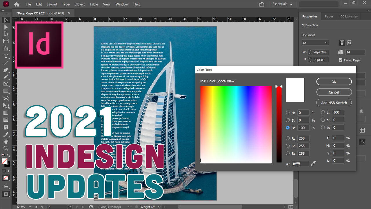Top 2 Best New Updates In Adobe InDesign CC 2021 (Improved Text Wrap & HSB Color Addition)