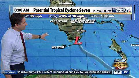 8 a.m. update on Potential Tropical Cyclone Seven