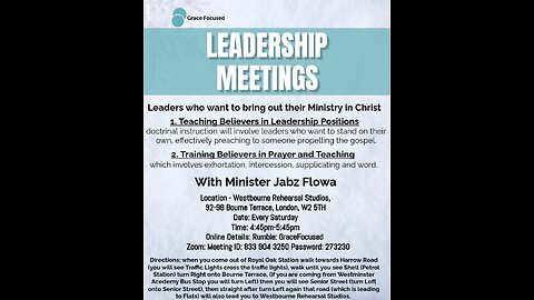 Leadership Meetings - Our Works In The Lord Part 1 Session 3