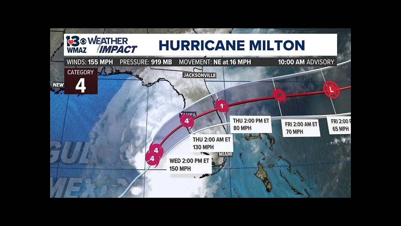 Milton will make landfall this evening as a Category 4 storm (10/9/24 10 a.m.)