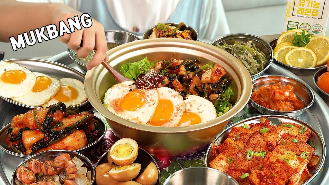 Cooking Mukbang :)Korean bibimbap actually doesn't need any other side dishes.👍👍👍