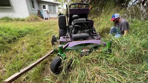 NOBODY @ would @ mow @ this @ NIGHTMARE of a yard for this KIND lady SO I DID FOR FREE!!! INSANE MAK