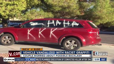 Elderly couple tagged with racist graffiti