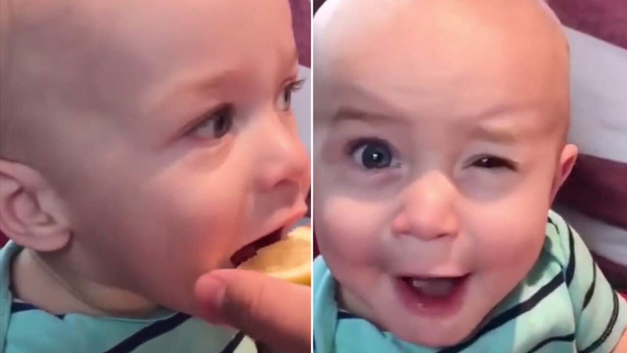 Baby Funny Reaction After Eating Lemon