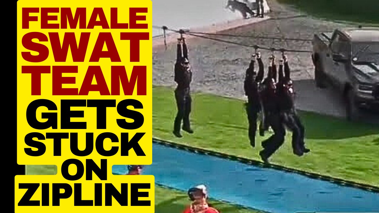 Female SWAT Team Gets Stuck On Zipline