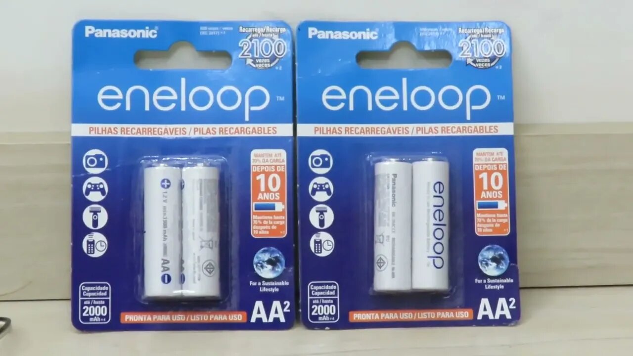 2x Pilha Recarregável Eneloop AA (Pequena), BK-3MCCE/2BB, Panasonic, Cartela com 2 unidades