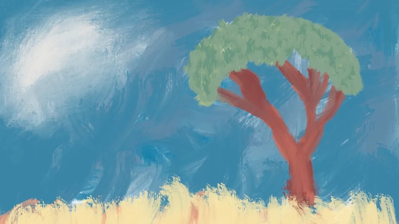 Mesmerizing time-lapse of painting a stunning tree in a vast open field!