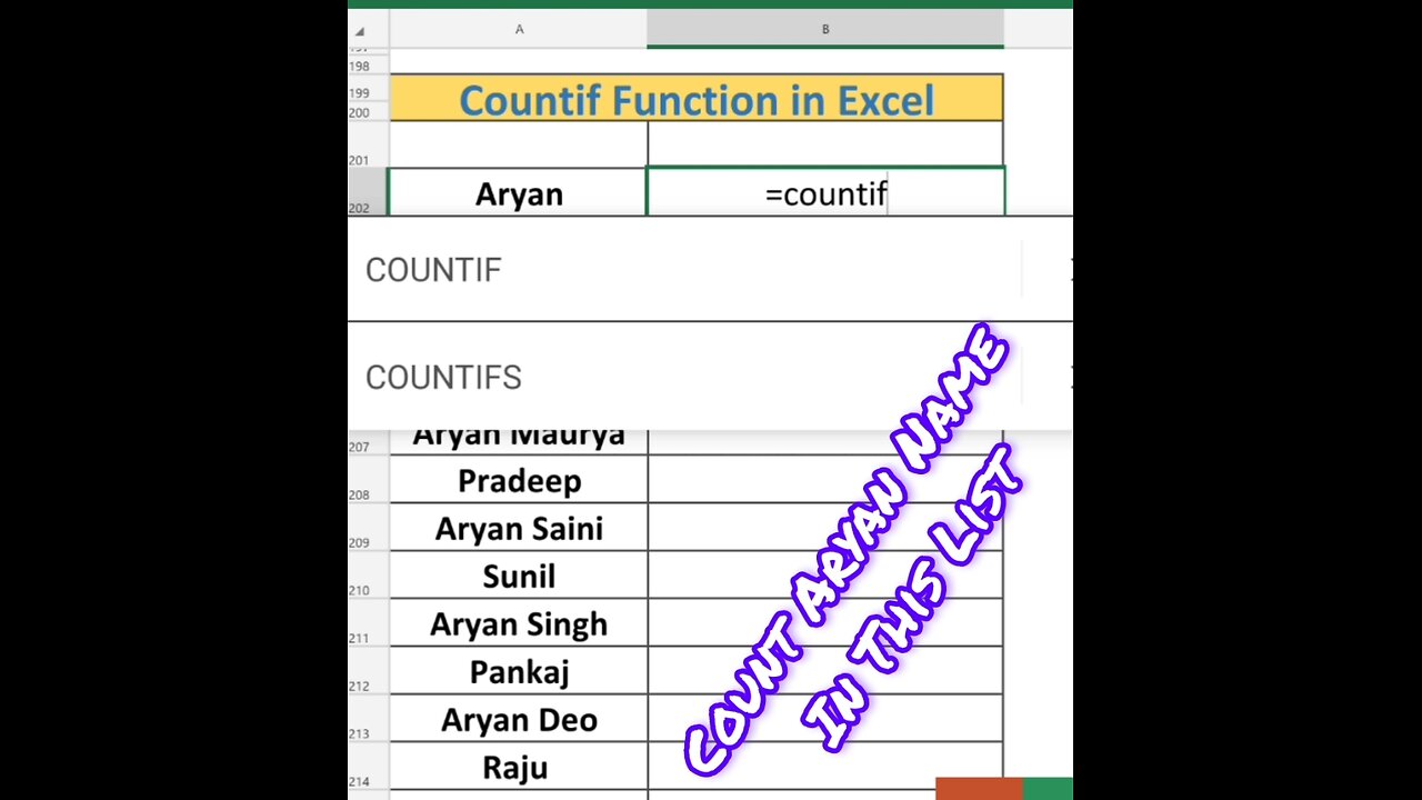 How to Use Countif Function in Excel #countif