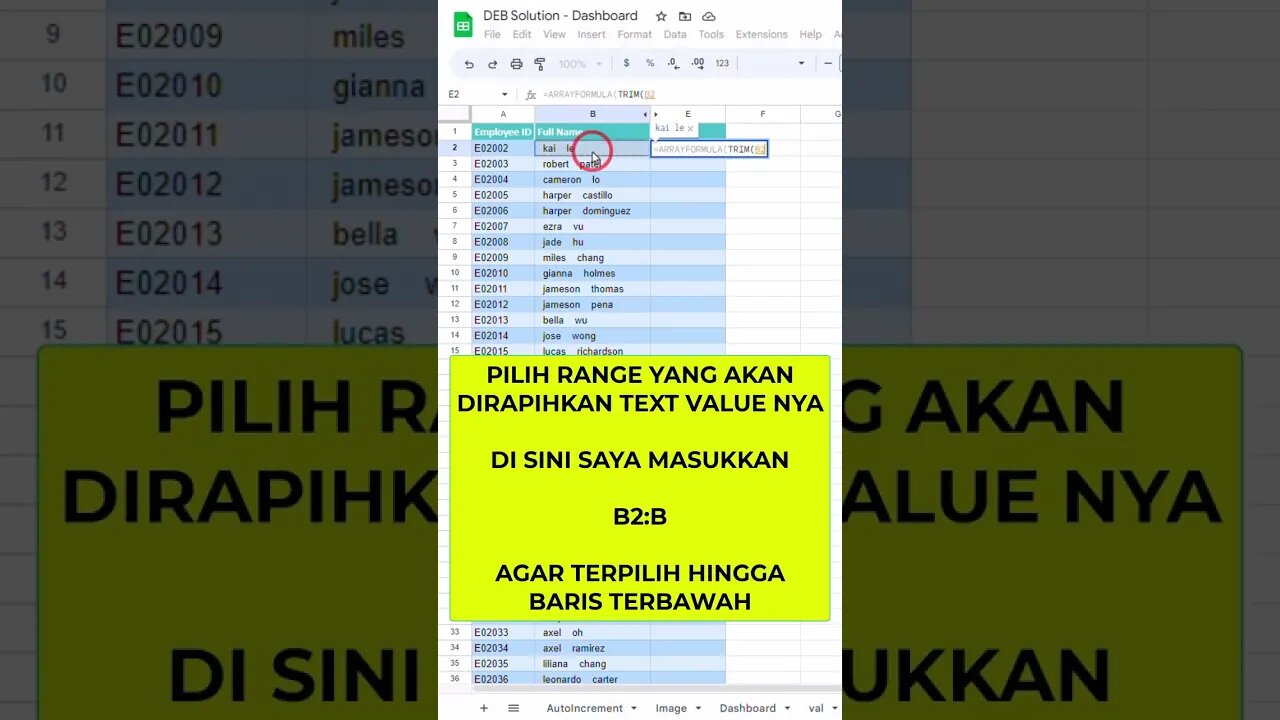 Merapihkan Spasi pada Kata - Google Sheets Tips & Tricks #belajaronline #googlesheets