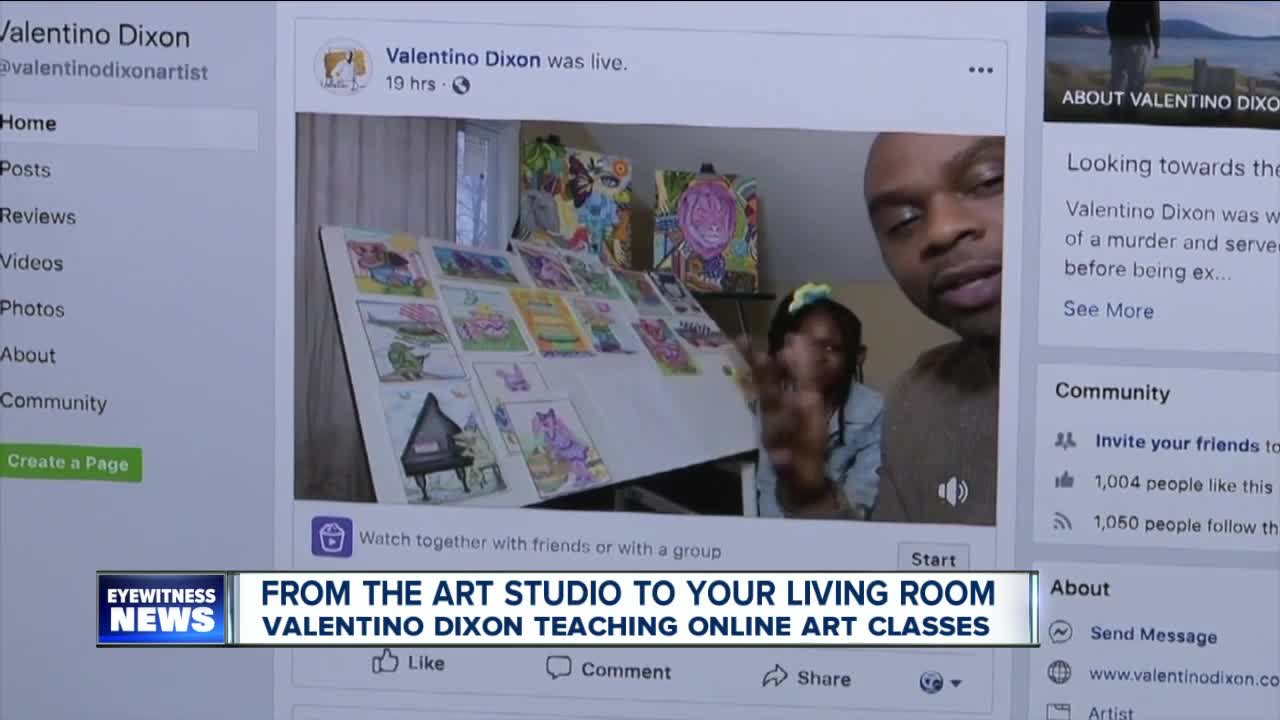 From the art studio to your living room: Valentino Dixon teaching online art classes