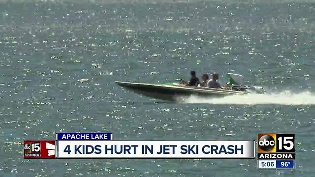 Four kids hurt in jet ski crash at Apache Lake Sunday