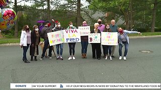 Surprise drive by birthday celebration held in Annapolis for 90 year old