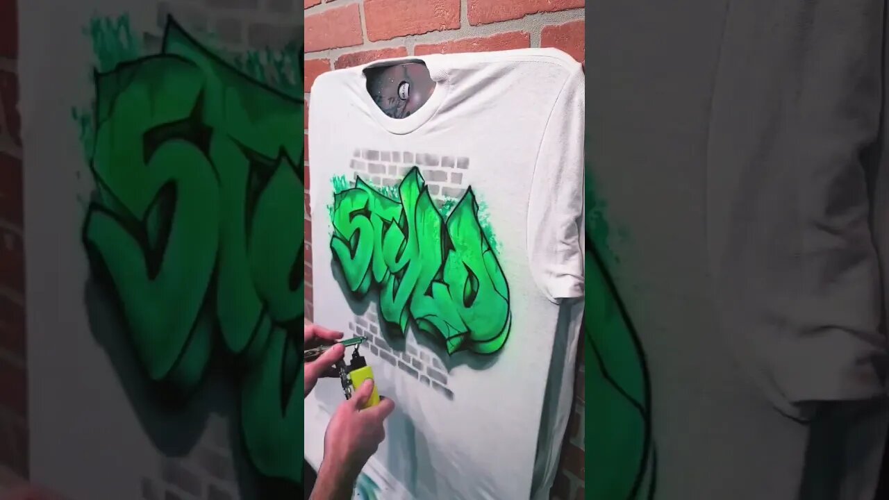 GRAFFITI ON A TEE WITH AIRBRUSH #graffiti #shorts #airbrush