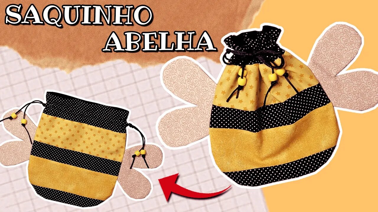 Me inspirei nas ABELHAS para CRIAR esse SAQUINHO MULTIUSO / Saquinho abelha - Passo a passo