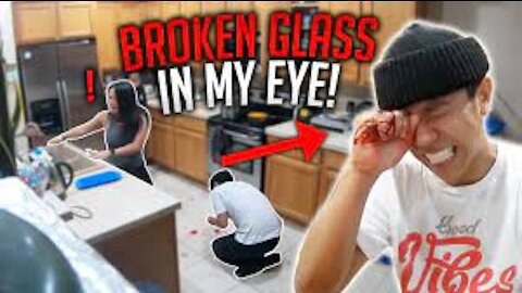 GLASS STUCK IN EYE PRANK, BLOOD EVERYWHERE!! **INTENSE, family freaks out and cries**