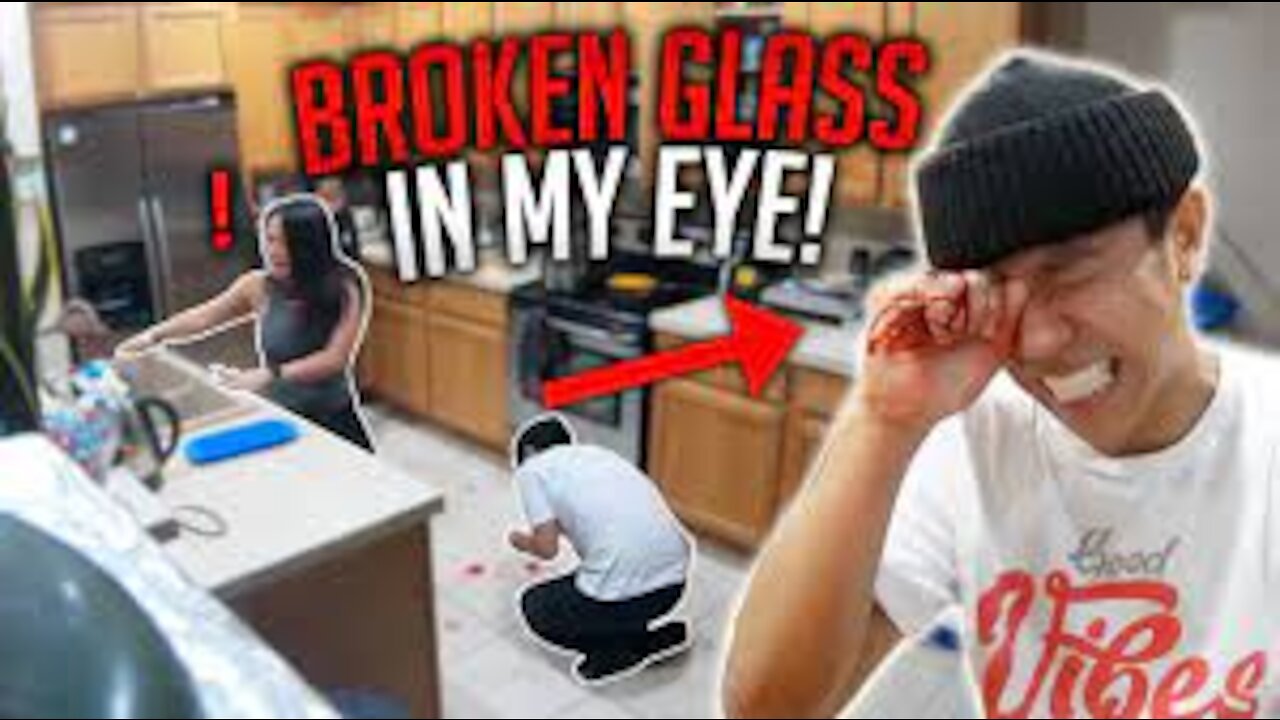 GLASS STUCK IN EYE PRANK, BLOOD EVERYWHERE!! **INTENSE, family freaks out and cries**