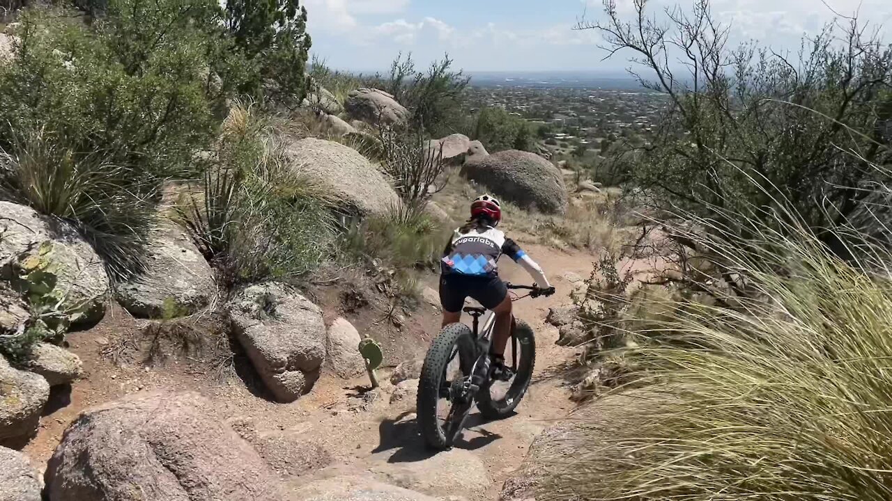 Extreme fat tire biking in foothills of New Mexico