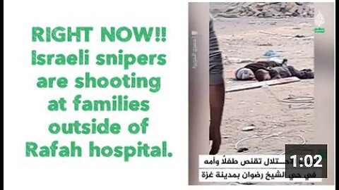 RIGHT NOW⚡️ Israeli snipers are shooting at families outside of Rafah hospital.