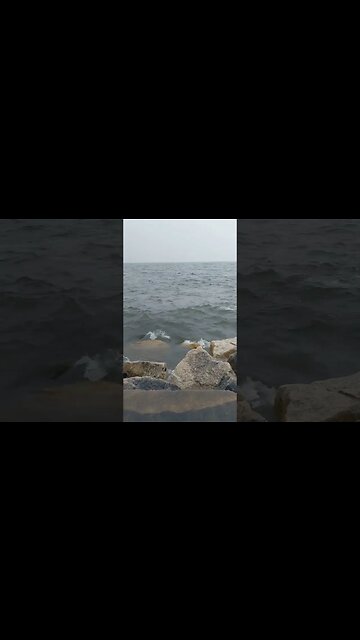 Waves roll of the rocks 2.0 #puremichigan #michigansummer #calm #peaceful #heaven #tiktok #shorts