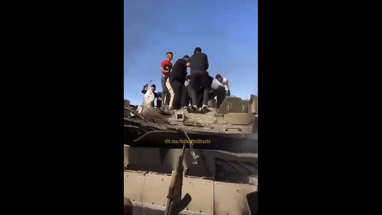 Israeli soldier being dragged out of a tank and being stomped on…