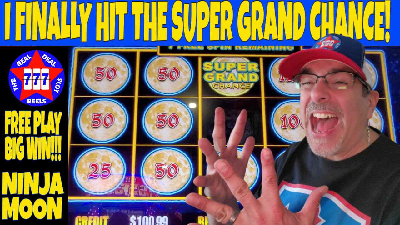 I FINALLY HIT THE SUPER GRAND CHANCE on DOLLAR STORM'S NINJA MOON using my FREE PLAY at COUSHATTA