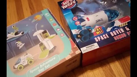 Kid's space shuttle and rovers compared