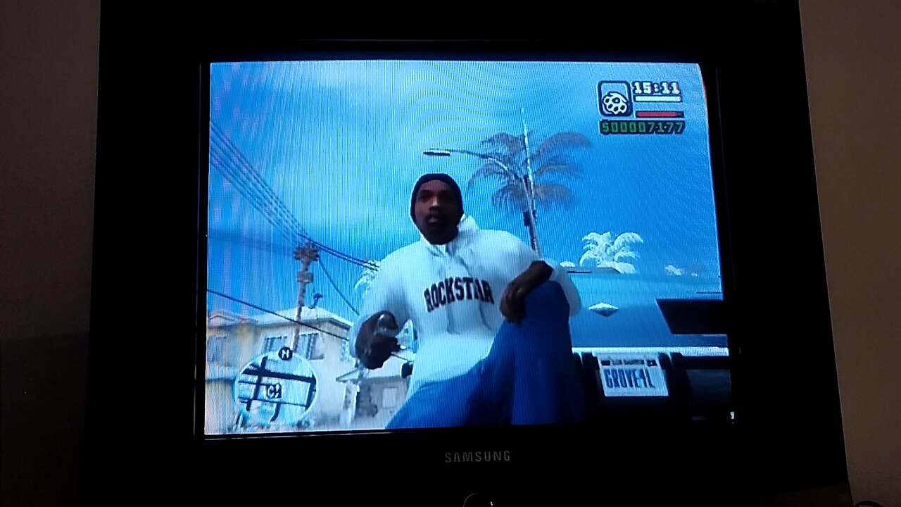 CRT TV PS2 San Andreas Snow Edition Gameplay