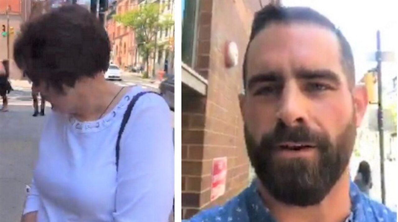 Democrat state rep Brian Sims harasses old lady outside abortion clinic