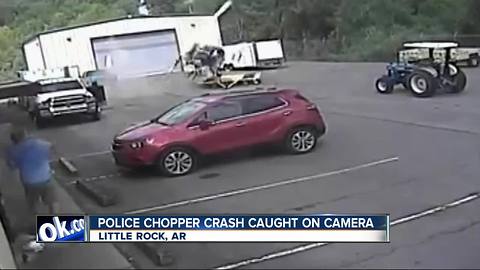 Police helicopter crash in Arkansas caught on video