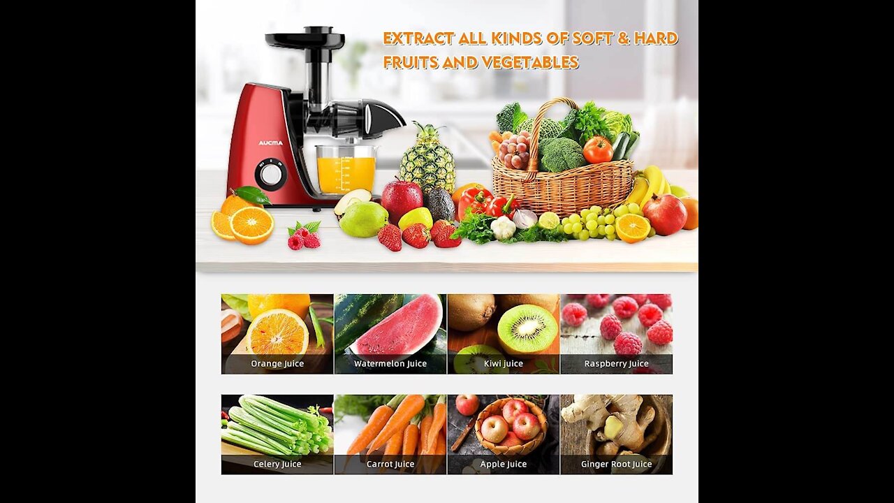 Juicer Machines, Aucma Slow Masticating Juicer Extractor Easy to Clean