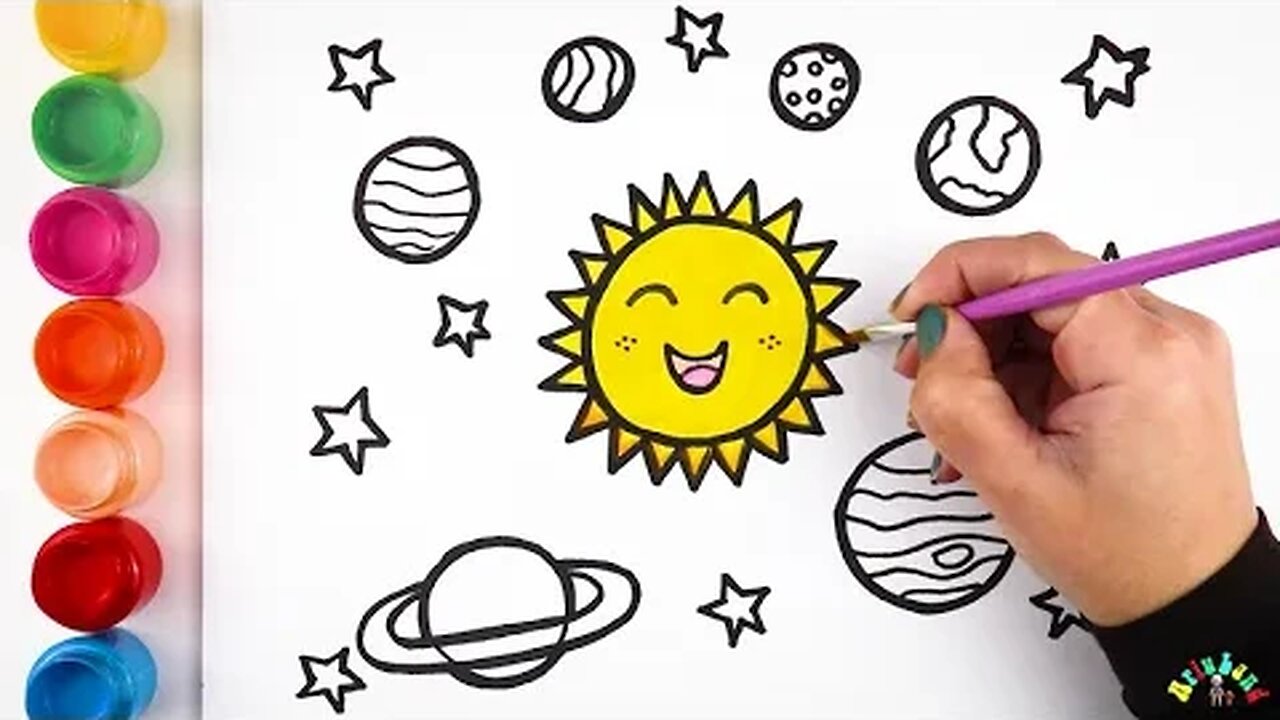 Drawing and Coloring the Solar System for Kids & Toddlers | Ariu Land