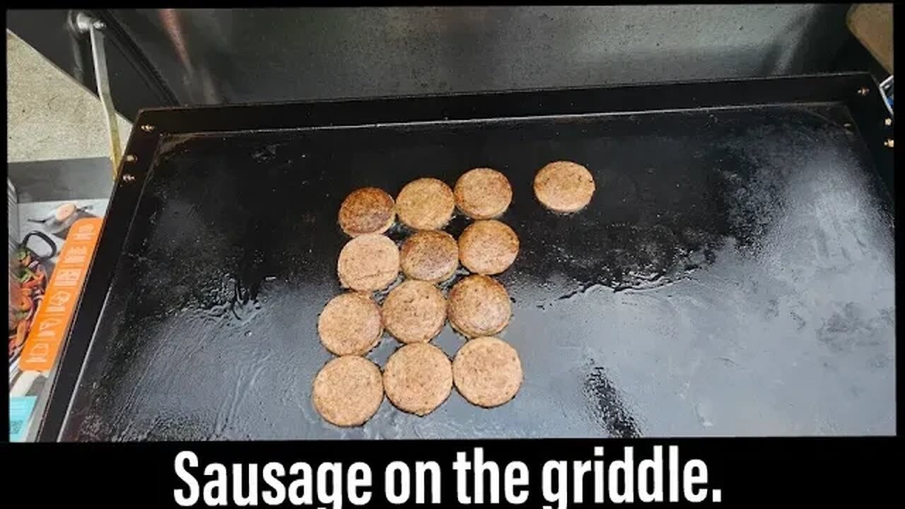 Sausage cooked on the griddle. (not a how-to video)