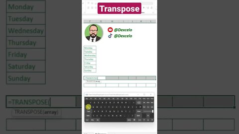 Transpose in Excel excel #تعليم #microsoft #اكسل #microsoftexcel #office #data #datascience