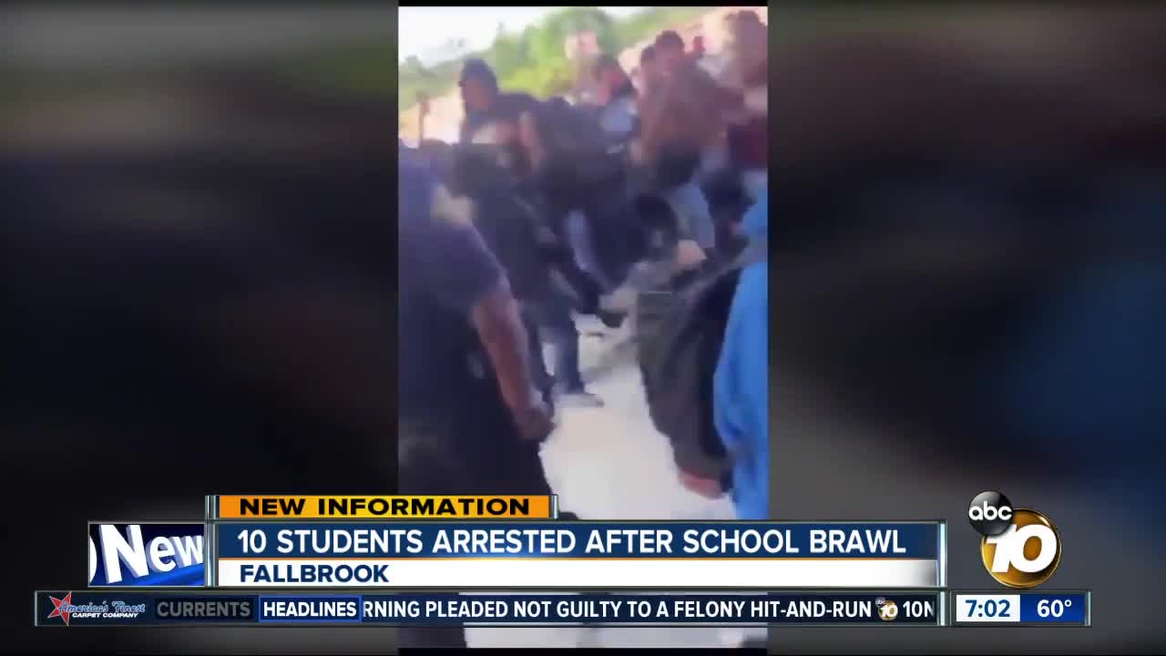 10 Fallbrook students arrested for school brawl