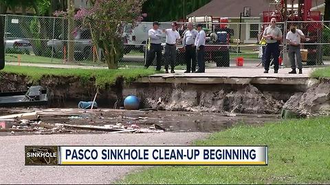 Sinkhole clean up expected this week