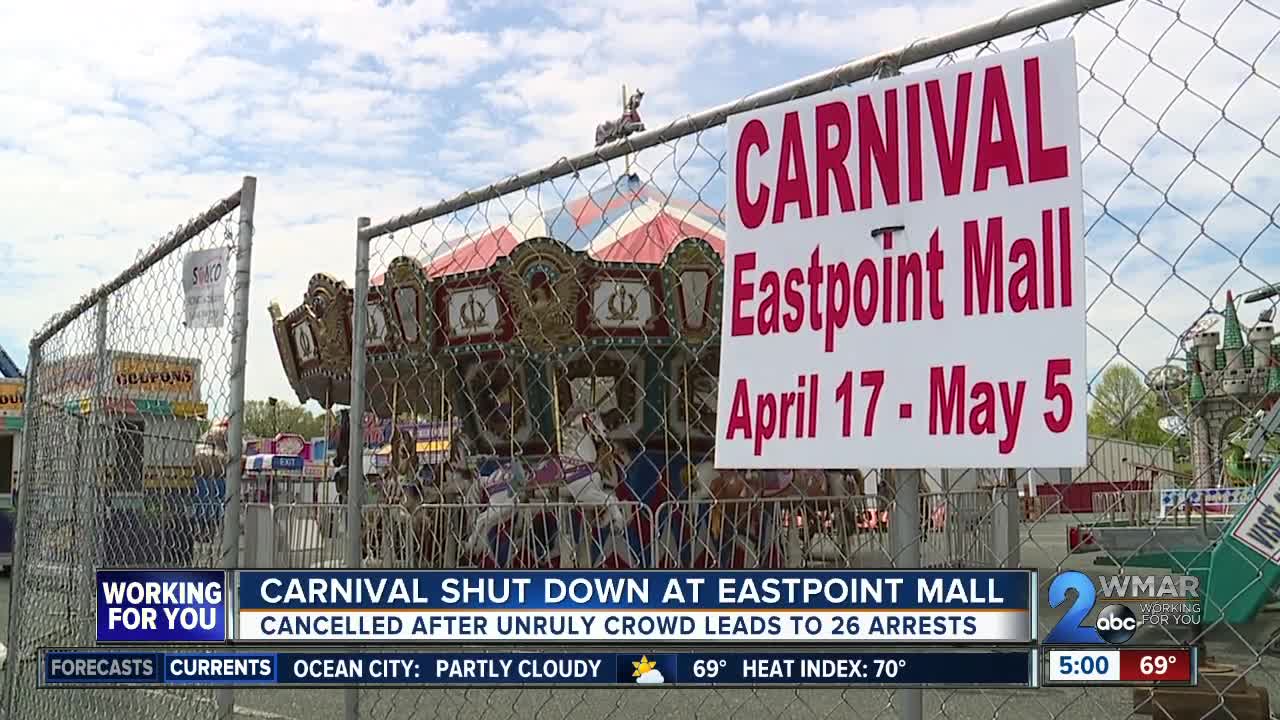 26 people arrested after fights break out at carnival outside Eastpoint Mall in Dundalk
