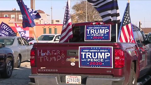 Supporters and protesters hold demonstrations in Cleveland following 2020 presidential election results