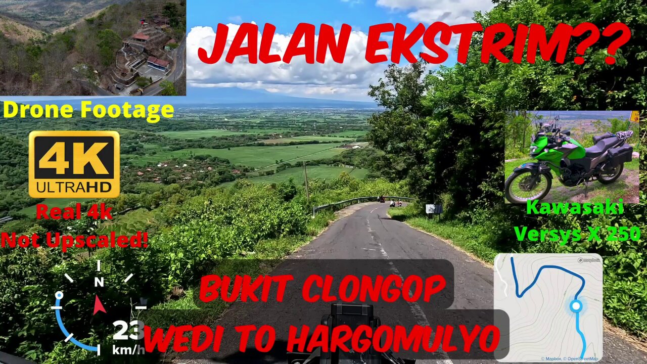 Extreme Road jalur alternativ 4k Clongop Wedi Indonesia WITH DRONE FOOTAGE