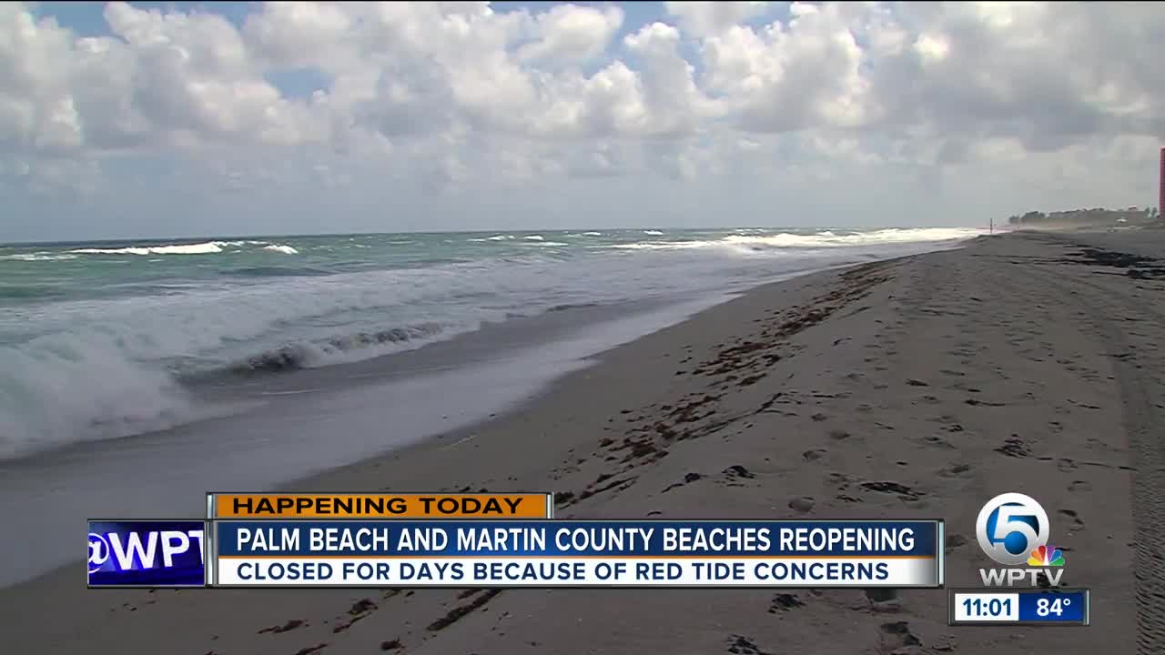 Beaches open in Palm Beach County after week of red tide closures