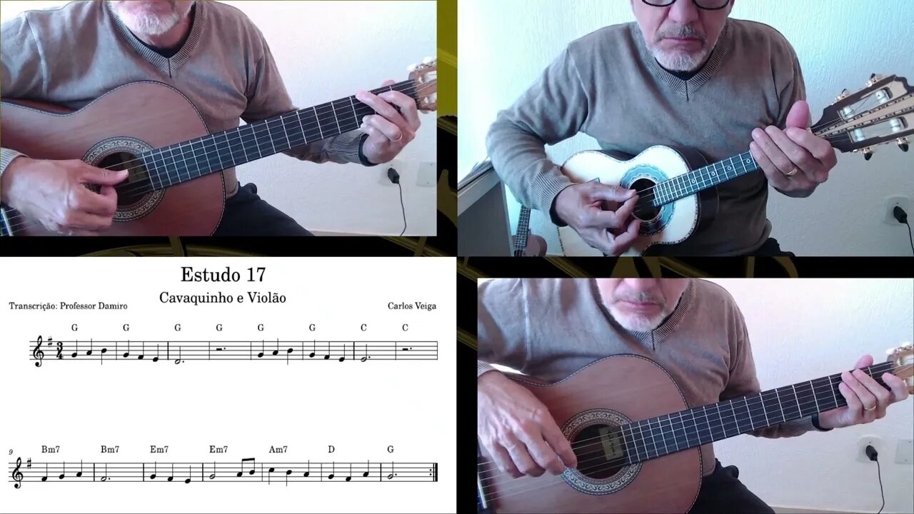 Estudo 17/20 de partitura para cavaquinho e violão