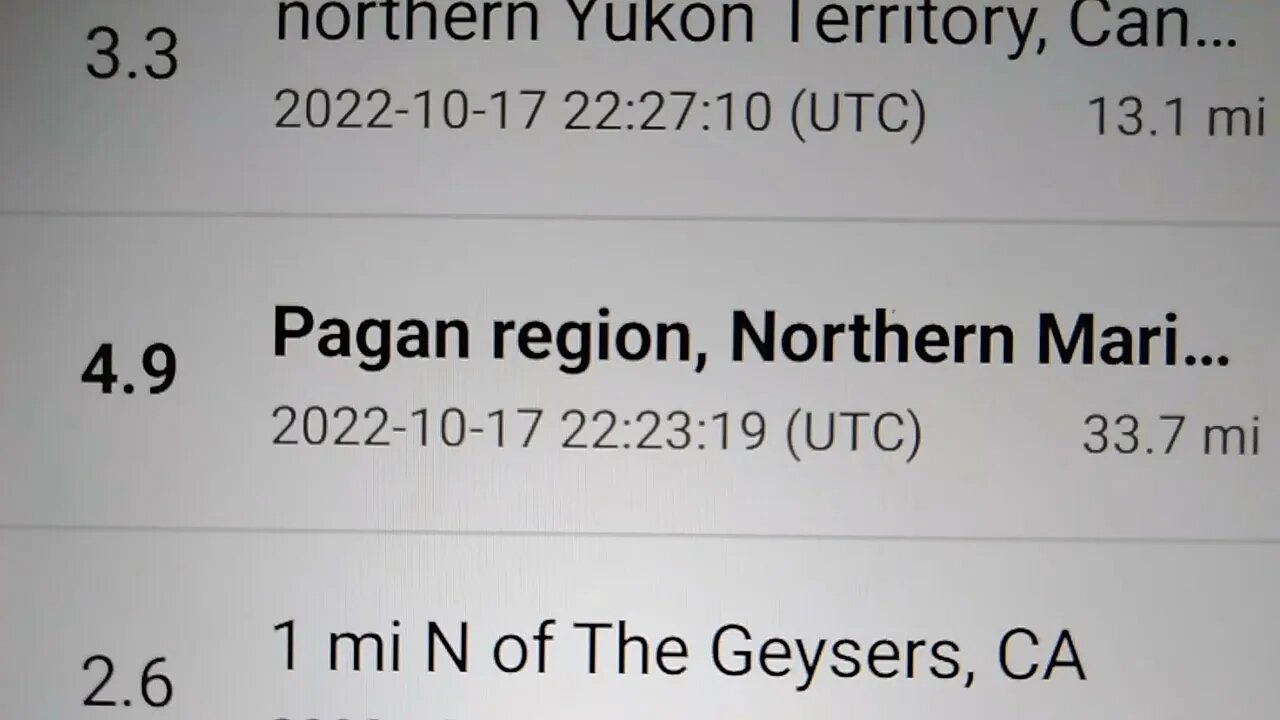 Earthquakes, Epicenters, Yellowstone Soil Temperature, Tsunami Stations. 10/18/2022