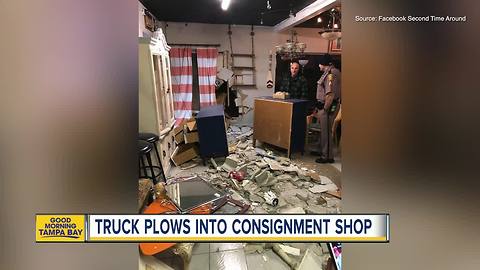 Thrift shop owner says truck rammed into business and took off