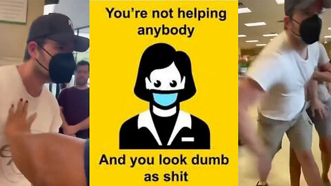 12/2022: Maskhole loses it over an UnMasked Person walking by him too close in Grocery Store! 🖕->😷
