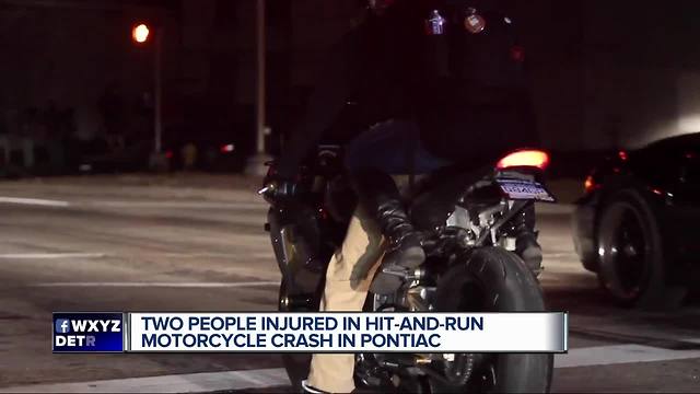 Two people injured in hit and run motorcycle crash in Pontiac